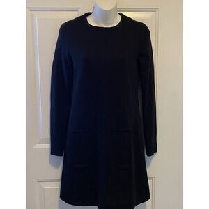 Pollini Italy Women's  Long Sleeve Lagenlook 100%‎ Wool Dress Black Sz 4